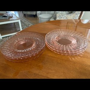 6 Pink Depression Glass Plates